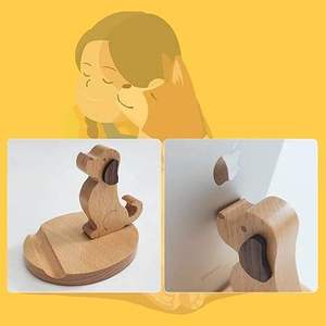 Support de téléphone portable en bois, multifonctionnel, mignon, en forme d'animal, non pliable, à un seul niveau, type support de rangement, vente en gros LYP - Product Image 2