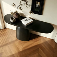 Table console de style moderne artistique pour la maison, avec plateau ovale et base en bois massif, pour le hall d'entrée, le couloir, le salon