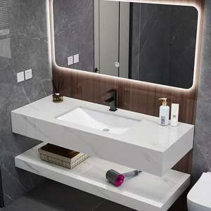 Tocador de baño de Hotel de Venta caliente con espejo de iluminación Gabinete colgado en la pared con <span class=keywords><strong>precio</strong></span> barato Tocador de baño de pizarra de <span class=keywords><strong>roca</strong></span> - Product Image 4