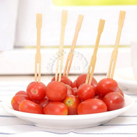Fourchettes à fruits miniatures jetables écologiques en bambou biodégradable de 3,5 pouces à extrémité arrondie pour le camping, les fêtes, les barbecues et les pique-niques