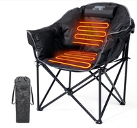Chaise pliante chauffante d'extérieur extra large avec sac isotherme intégré, poches d'accoudoir et sac de transport pratique pour la pêche