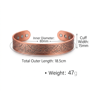 Brazalete Magnético Ajustable <span class=keywords><strong>de</strong></span> Cobre Puro 99.99% con Diseño Árbol <span class=keywords><strong>de</strong></span> <span class=keywords><strong>la</strong></span> <span class=keywords><strong>Vida</strong></span>, 6/9/18/27 Imanes Integrados, Brazalete Antiguo Amigable con <span class=keywords><strong>la</strong></span> Piel - Product Image 2