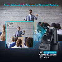 Cámara PTZ para Conferencias con Zoom Óptico 3X USB HD-MI y Seguimiento Automático por IA