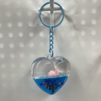 Porte-clés liquide en forme de cœur en acrylique transparent avec figurines 3D flottantes, perles, personnalisable, paillettes cœur, décoration pour téléphone et sac