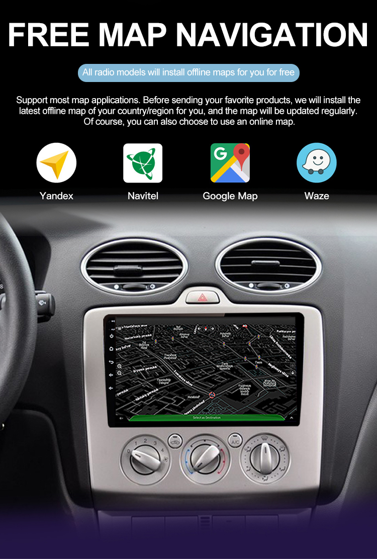 9 Inch Android Car Player For Ford Focus Exi AT 2004 2005 2006 2007 2008 2009 2010 2011 GPS Navigation Radio multimedia