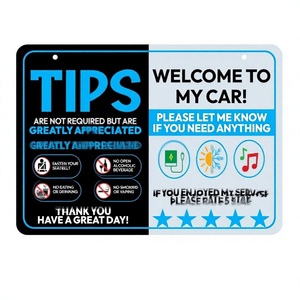 Panneau de bienvenue pour chauffeur de VTC - 9x6 pouces - « Bienvenue dans ma voiture, merci pour votre compagnie » - Panneau en PVC imperméable pour voiture - Product Image 1