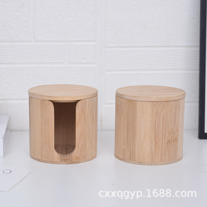 <b>Bamboo</b> Cylindrical Storage Box Round Wood Grain Eco Friendly Tea Cosmetic Towel <b>Container</b> - Product Image 2