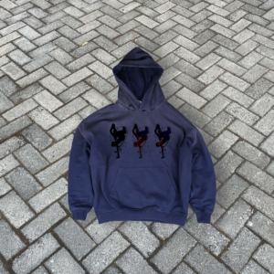 Sudadera con Capucha Extra Grande para Hombre, Lavada al Ácido, Desgastada, con Estampado, Logotipo Bordado - Product Image 3