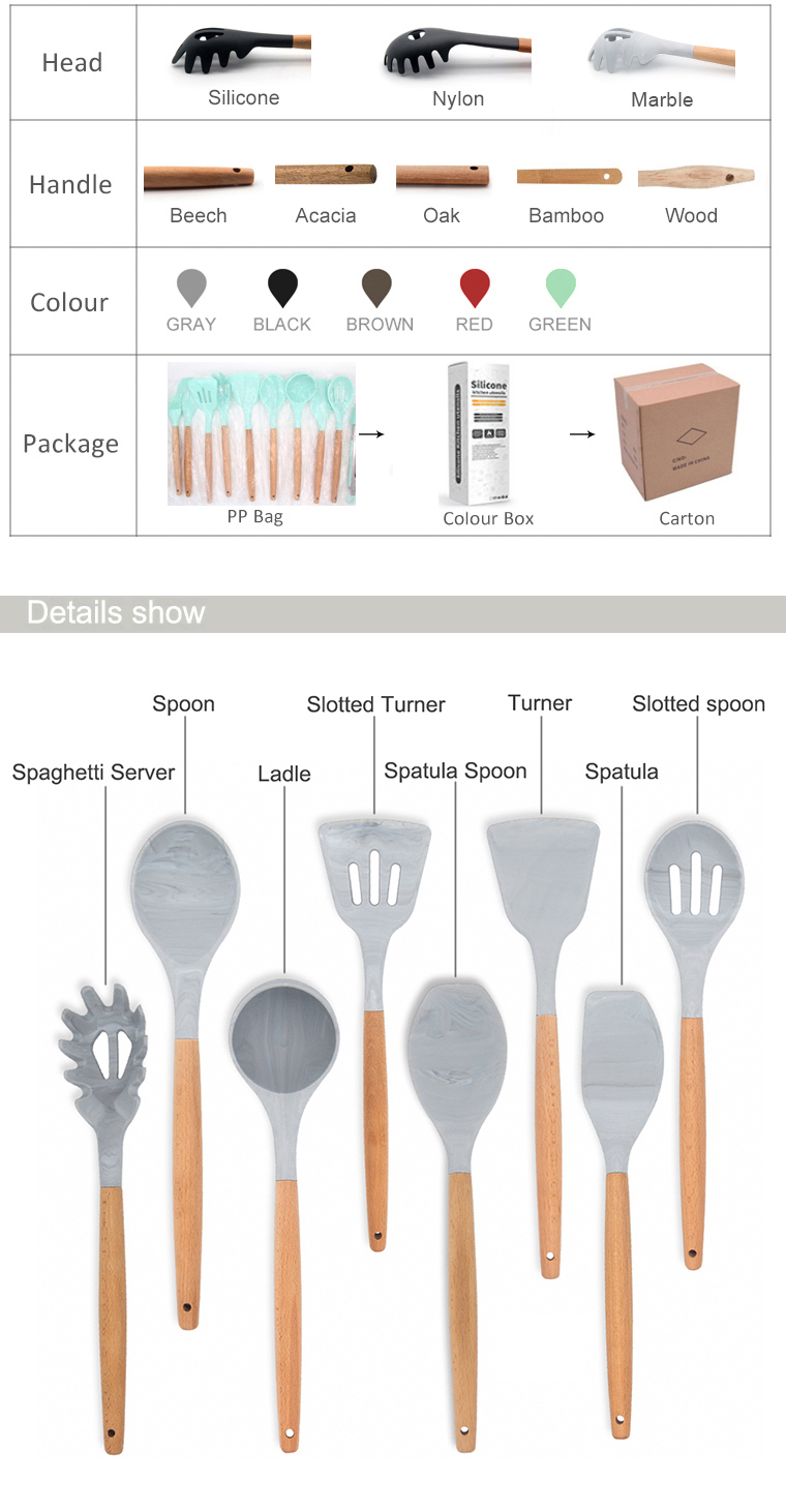 AMAZON TOP SELLER GADGETS 2022 SILICONE KITCHEN ACCESSORIES PRIVATE LABEL 9 PCS MARBLE SILICONE UTENSILS SET
