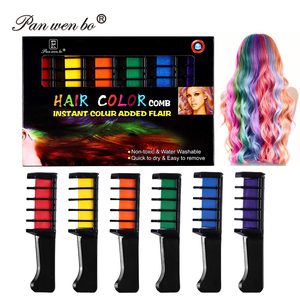 Tiza para el Cabello Lavable con Logotipo Personalizado de 6 Colores Panwenbo, Peine para Tiza para el Cabello, Tinte Temporal para el Cabello para Niñas - Product Image 1