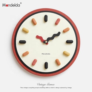 Horloges murales Mandelda Modern Vintage Games pour la décoration de la maison, horloge murale rétro 3D minimaliste, modèles d'horloges colorées, Chine - Product Image 3
