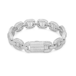 Pulsera Cubana de Lujo con Incrustaciones de Diamantes Moissanite en Corte Baguette y Engaste Pavé, Plata 925, Joyería Hip Hop Pesada - Product Image 4