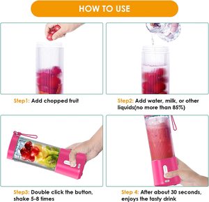 Factory Wholesale Portable <b>Juicer</b> 450ML BPA Free USB Rechargeable Battery Powered <b>Mini</b> Fruit Blender for Travel Camping OEM - Product Image 5