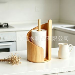Solid Wood Countertop <b>Paper</b> Towel Holder Natural Color 26x16cm <b>Kitchen</b> Storage Rack For Home Restaurant Coffee Shop - Product Image 2