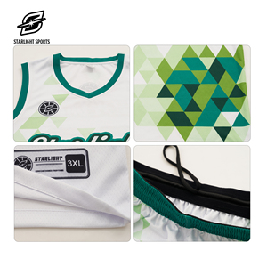 Ensemble de maillots de basket-ball personnalisés en polyester respirant, grande taille, technique imprimée, vente en gros, séchage rapide - Product Image 3