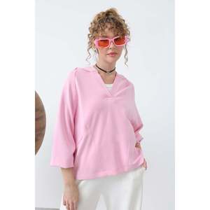 เสื้อสเวตเชิ้ตทรงหลวมสีชมพูสำหรับผู้หญิง ยี่ห้อ Soul พร้อมดีเทลซิปซ่อน เสื้อแขนยาวสวมใส่สบายสำหรับใส่ลำลอง - Product Image 4