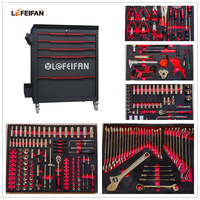 Coffre à outils métallique professionnel sur roulettes à 5 tiroirs, personnalisé et moderne, avec ensemble d'outils pour atelier et rangement