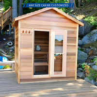 Sauna Exterior de Madera con Techo a Dos Aguas, Resistente a la Lluvia, con Opciones de Doble Estufa, Especificaciones Personalizadas, Sauna Exterior en Forma de A