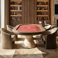 Table de poker Texas en feutre rouge pour 8 joueurs à vendre, avec poste de croupier, rail en métal couleur champagne, table de casino de luxe pour la maison