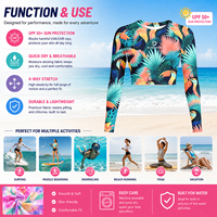Rashguard court à séchage rapide pour femme, imprimé personnalisé, motif flamant rose, protection UV, pour les acheteurs de marques de vêtements de plage et de boutiques de collection d'été
