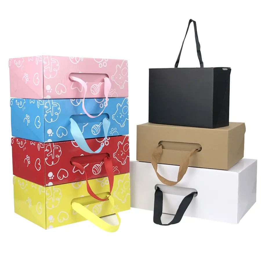 Großhandel Niedriger Preis Personal isierte Marke Faltbare Papier Schuh karton Box Mit Griff