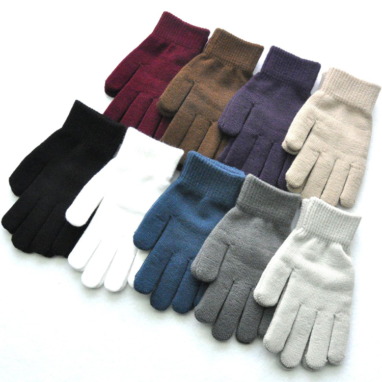 D2502 Wholesale Women Mens Thicken Acrylic Woolen Knitted Gloves Cycling Ski Daily Outdoor Warm Winter Gloves