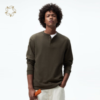 T-shirt en coton biologique à col Henley pour hommes T-shirt Henley durable pour hommes Chemise Henley pour hommes écologique