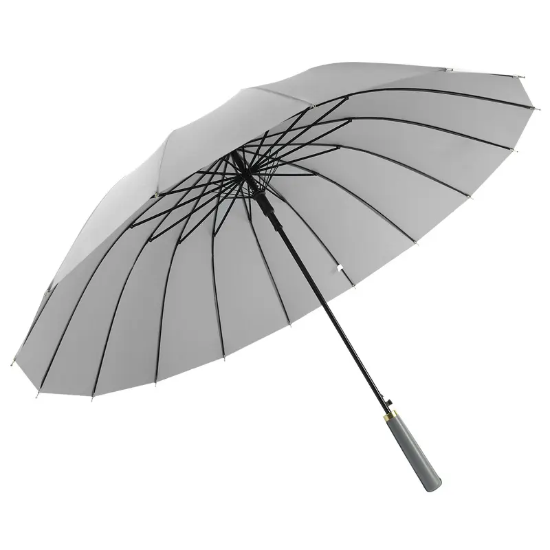 Оптовая продажа, легкий ветрозащитный 16-костный водонепроницаемый длинный прямой зонт для взрослых