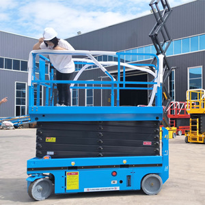 High Rise gunting Lift Platform kerja Aerial 6M 12 meter, Lift Platform kerja 220V otomatis 4 roda mendorong sendiri