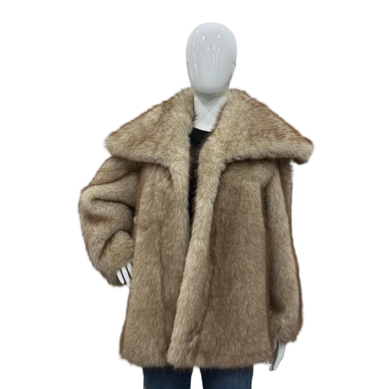Light brown Faux Fox Fur Coat