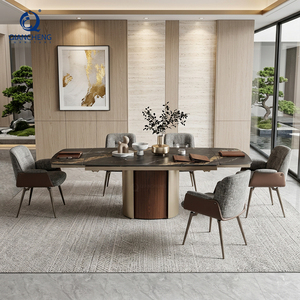 Tavolo da pranzo <span class=keywords><strong>con</strong></span> piano in pietra sinterizzata Guangdong Foshan fabbrica tavolo da pranzo allungabile per 8 sedie <span class=keywords><strong>con</strong></span> Base in acciaio al carbonio - Product Image 2
