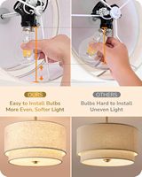 Plafonnier semi-encastré EDISHINE 12,6 pouces Huachuang à 3 lumières, abat-jour en tissu double tambour, style Art Déco, pour chambre, couloir, salle à manger