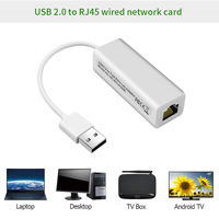 Répartiteur de câble Ethernet USB 2.0 vers RJ45 Adaptateur d'extension USB2.0 100 Mbps Convertisseur de carte réseau gratuit pour ordinateur portable
