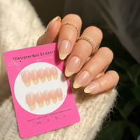 Y169 Kit de faux ongles réutilisables Kaixin de grande qualité, courts, en amande, jaunes, style français, pour l'extérieur