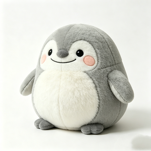 ตุ๊กตาเพนกวินสีเทาและสีขาว ตุ๊กตาสัตว์นุ่มนิ่มอ้วนกลม แก้มสีชมพูและท้องขนฟู เหมาะสำหรับกอดก่อนนอนของเด็กและตกแต่งห้องเด็ก - Product Image 5