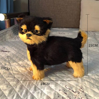 Jouets en peluche de chien Yorkshire Terrier en fourrure synthétique faits à la main, artisanat, taille réelle, statues de Yorkshire pour l'extérieur, la maison et le jardin