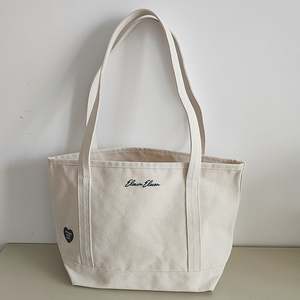 Sac fourre-tout réutilisable en toile de coton de luxe, grande taille, avec poches, fermeture éclair, cordon, couleurs personnalisables, logo pour utilisation publicitaire - Product Image 2