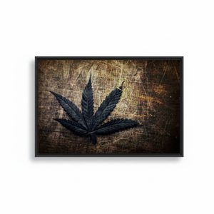 Vintage Grunge Cannabis Leaf Printed <b>Canvas</b> Art - Elegant Room Decor,BLACK <b>FRAMED</b> <b>CANVAS</b> - Product Image 2