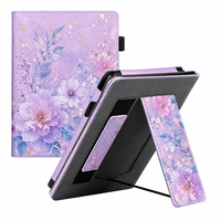 Étui en cuir PU personnalisé pour Kobo Clara Colour avec sangle de transport et support, motif floral, pour liseuse électronique, fabrication OEM ODM
