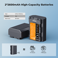 K&F Concept - Juego de 2 Baterías Recargables NP-FZ100 de 2600 mAh y Cargador para Sony ZV-E1, ZV-E10ii, Alpha 9 II, A9S, FX3, FX30