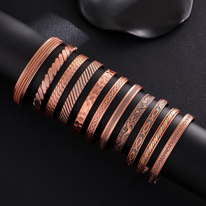 <span class=keywords><strong>Bracciale</strong></span> in Rame Puro YL, Rame Rosso Anticato Spazzolato, <span class=keywords><strong>Bracciale</strong></span> Magnetico con Design a Spirale per Imprenditori - Product Image 1
