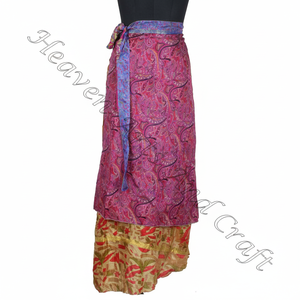 Compra falda envolvente reversible de dos capas de seda, ropa tradicional india, faldas modernas de seda y seda, ropa Vintage - Product Image 1