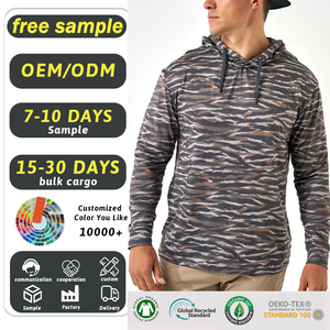 เสื้อฮู้ดลายพรางไม้ไผ่แบบสบายสำหรับผู้ใหญ่และเด็ก ระบายอากาศได้ดี ซับเหงื่อ ป้องกันแสงแดด UPF 50 ป้องกันแบคทีเรีย ลายพิมพ์แบบซับลิเมชั่น เหมาะสำหรับตกปลา - Product Image 1