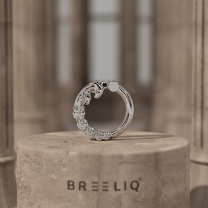 Pendientes de Aro con Diamantes Ondulados, Elegantes, con Incrustaciones de Diamantes Brillantes de Corte Redondo, Aros Modernos de Joyería Fina - Product Image 1