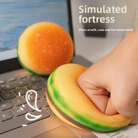 Jouet en caoutchouc souple en forme de nourriture : hamburger et frites réalistes, gadget anti-stress pour garçons et filles