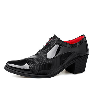 2022 automne hommes hauteur augmentant chaussures en cuir avec bout fermé PU semelle intérieure discothèque barbier pompes Studio pointu talons hauts - Product Image 1