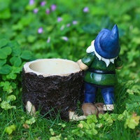 Ensemble de jardinières en résine, gnome de jardin, figurine d'elfe mignon, pot à fleurs, pot pour plantes succulentes, ornement de jardin pour extérieur, cour, pelouse, patio