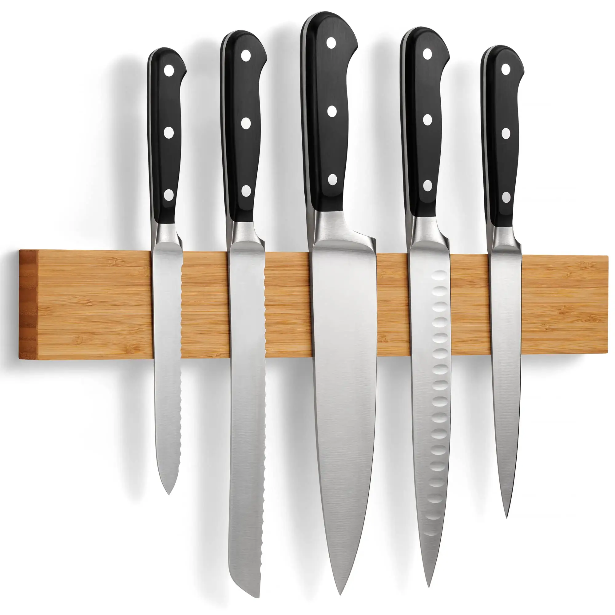 Wooden Magnetic Knife Holder for Wall with Extra Strong Magnet Knife Magnetic Strip in Bamboo For Utensils and Tools