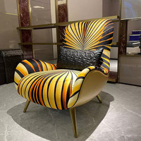 Fauteuil individuel de luxe italien avec accoudoirs motif léopard, en acier inoxydable, moderne, haut de gamme, pour salon, bureau à domicile, villa