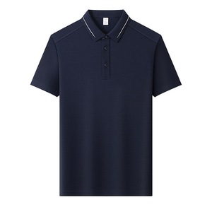 Men's Polyester Polo Shirt Short Sleeve Two Tone Collar Summer Wear Cloud Blue Navy White Black - Product Image 3